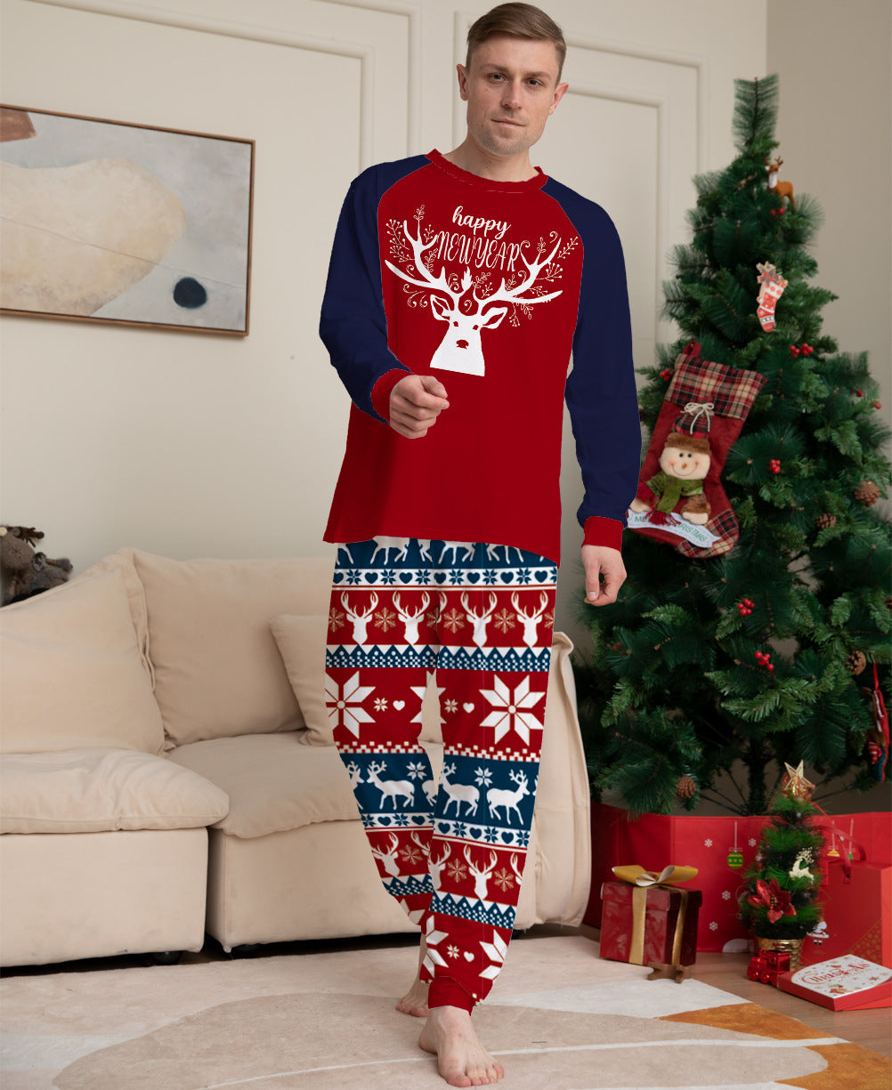 Color Matching Elk Christmas Parent-child Wear Homewear Pajamas Suit