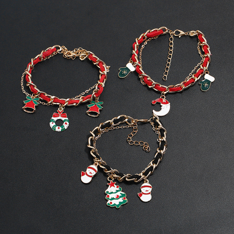 Snowflake Christmas Tree Alloy Dripping Bracelet