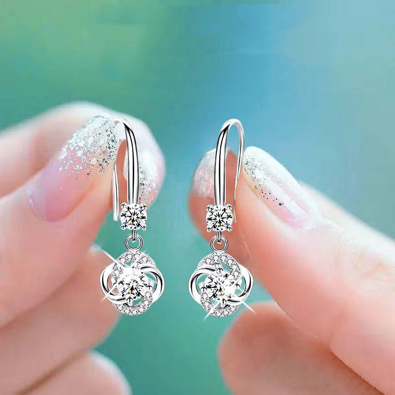 Stud Earrings Four-leaf Clover Personality Super Fairy Ear Hooks