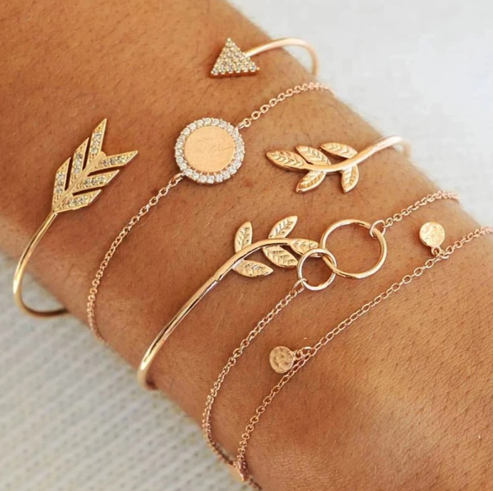 Arrow Leaf Bracelet Five Piece Bracelet