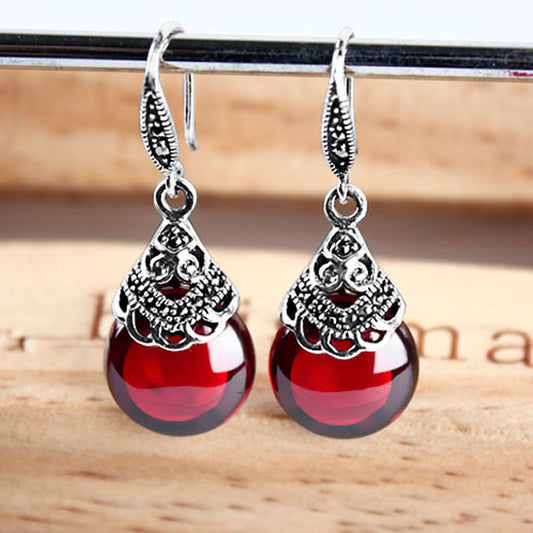 Vintage Round Garnet Earrings