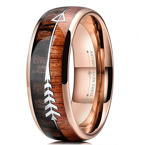 Trendy Fashion Rose Gold Arrow Wood Grain Ring