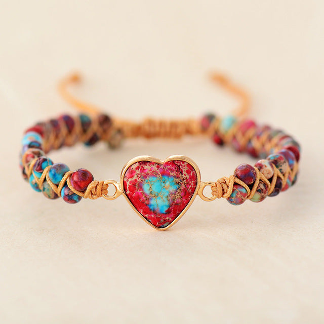 Red Emperor Stone Bracelet Peach Heart Love Bracelet Braided Bracelet