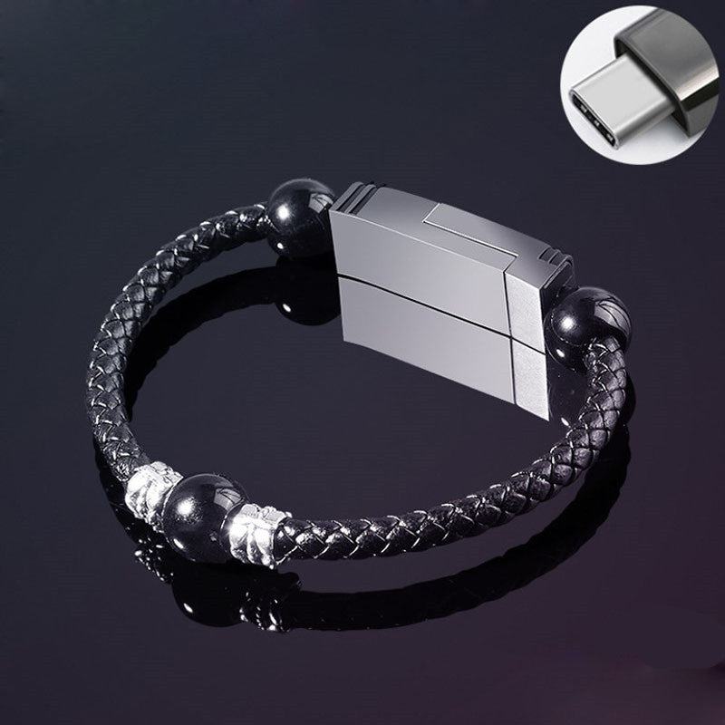 Bracelet Type Data Cable Bracelet Portable Leather Charging Cable