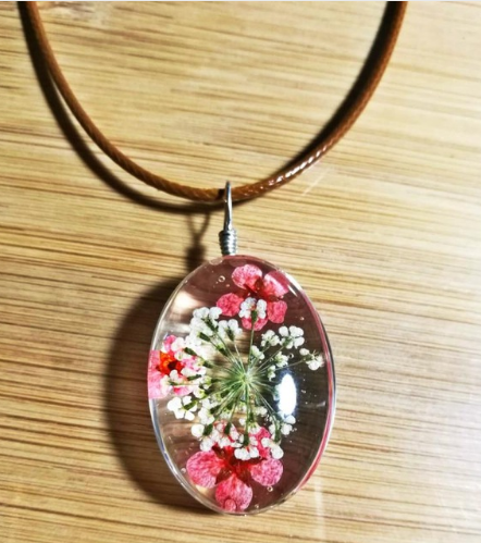 Dried Eternal Flower Specimens Necklaces