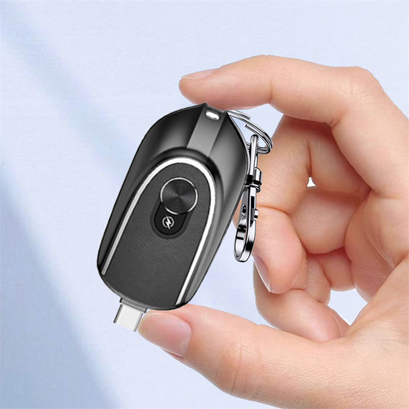 2 In 1 Mini Keychain Power Bank Keyring Hanging Buckle 2 Output Interfaces 5V 1200MAH Backup Power Bank Retractable Plug Waterproof Phone Charging Accessories