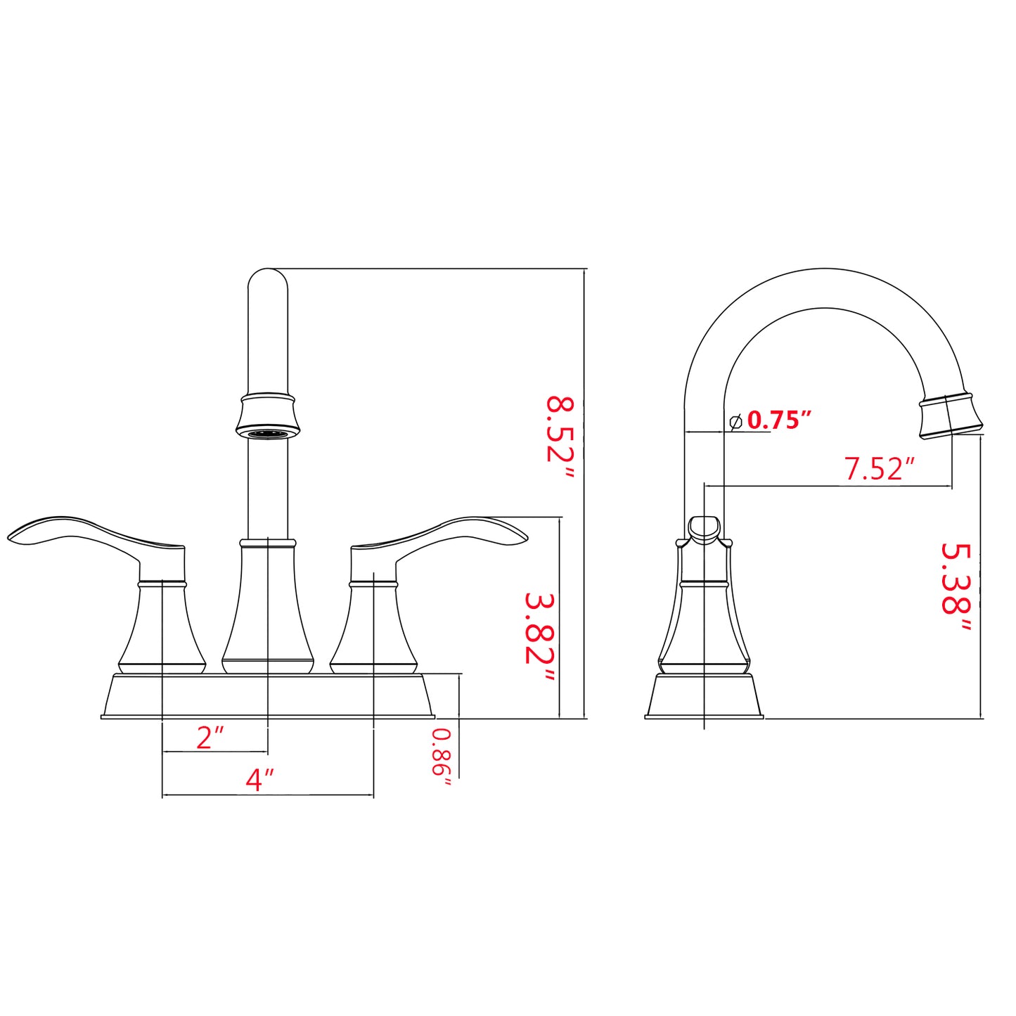 2-handle Lavatory Faucet Bathroom Sink Faucet