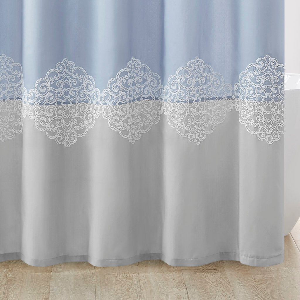 Pieced and Embroidered Shower Curtain