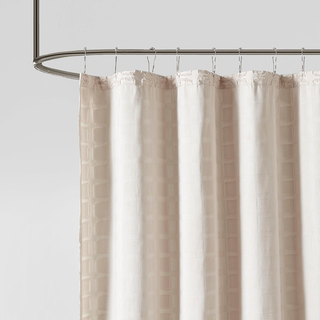 Woven Clipped Solid Shower Curtain