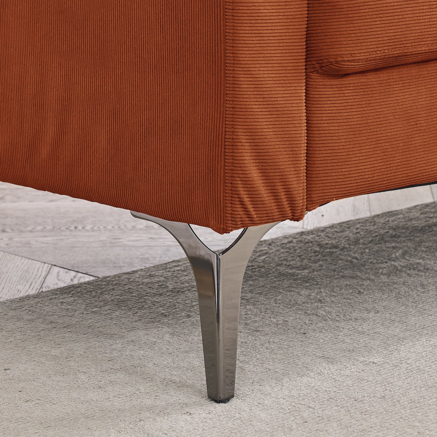 Sofa Chair,with Square Arms and Tight Back ,Corduroy Orange