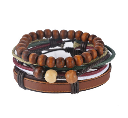 Leather Bracelet Men Multilayer Bead Bracelet Punk Wrap Bracelets for Women Vintage punk Men Jewelry