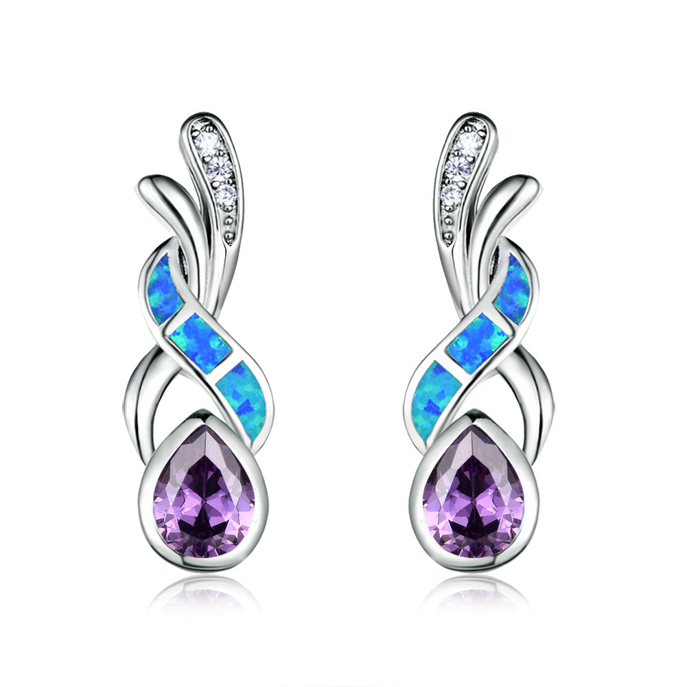 Purple Drop Diamond Earrings