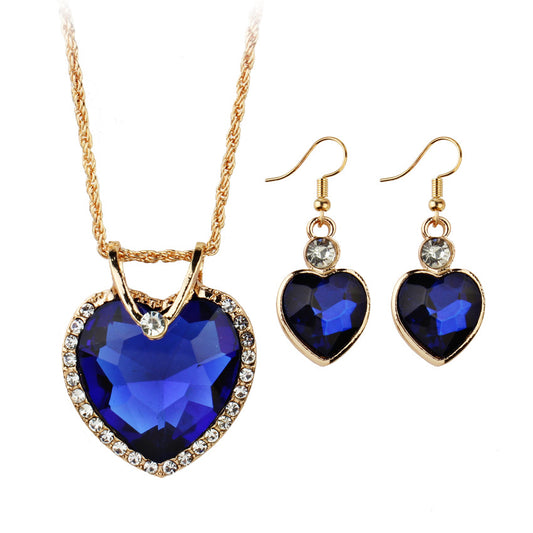 Heart-shaped zircon earrings necklace