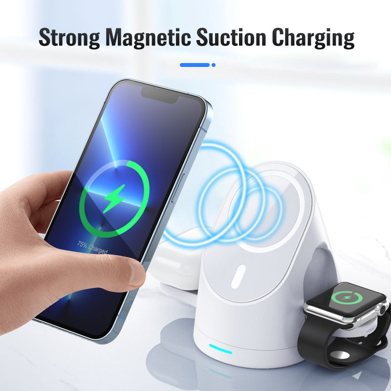 New 3-in-1 Magnetic Wireless Charger Compact Foldable