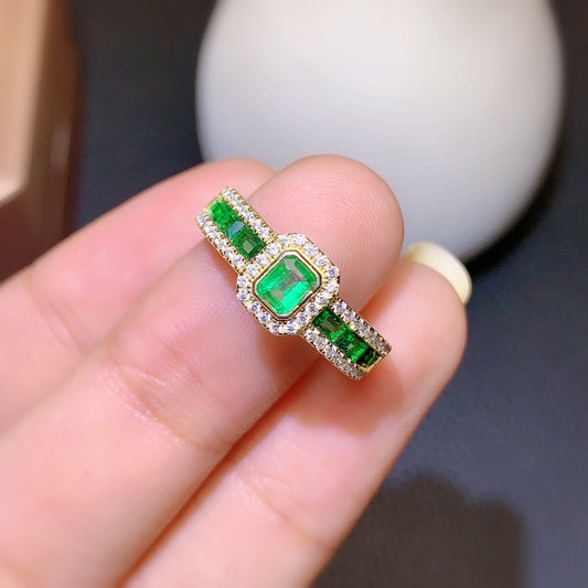 Natural Colombian Emerald Ring Female