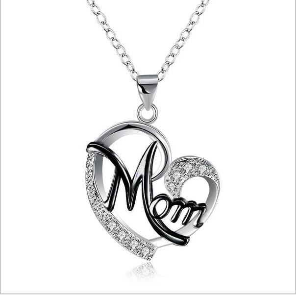 European And American Women''s Necklaces  Mom Color Separation Heart-shaped Diamonds 2021 Wish Explosive Mother'  Day Gifts Across The Border