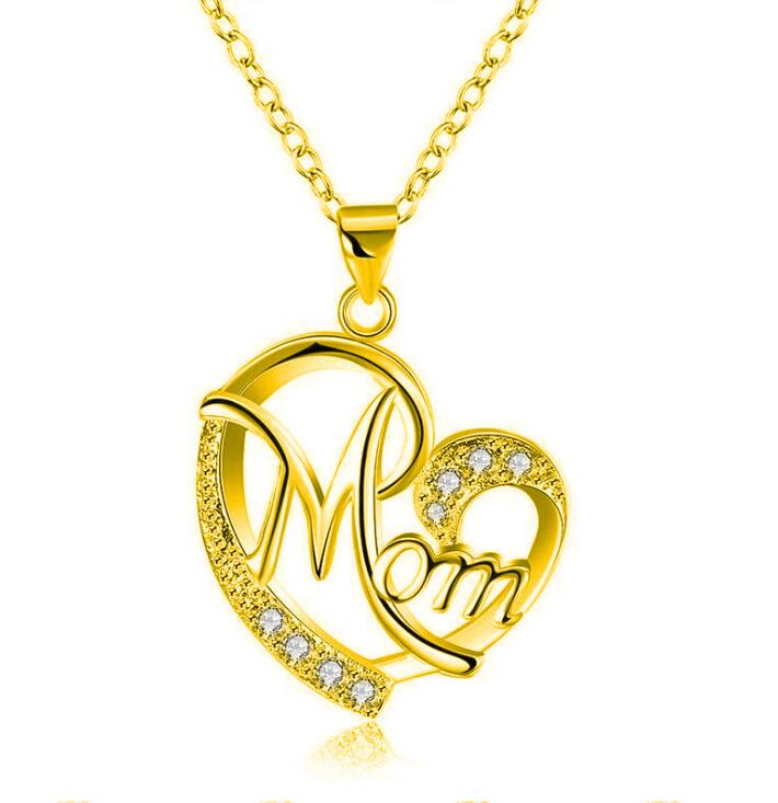 European And American Women''s Necklaces  Mom Color Separation Heart-shaped Diamonds 2021 Wish Explosive Mother'  Day Gifts Across The Border