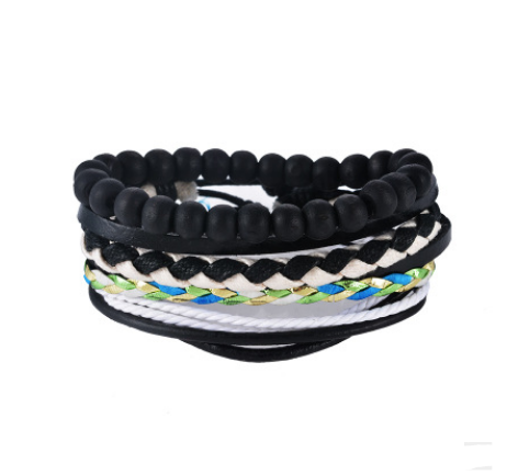 Leather Bracelet Men Multilayer Bead Bracelet Punk Wrap Bracelets for Women Vintage punk Men Jewelry