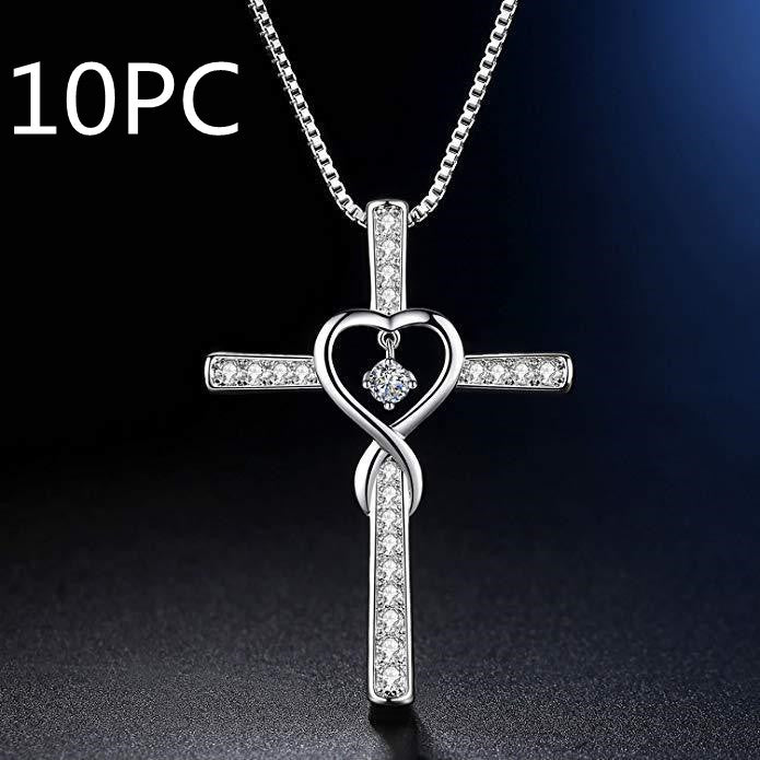 Fashion Cross Religious Belief Inlaid Zircon Pendant