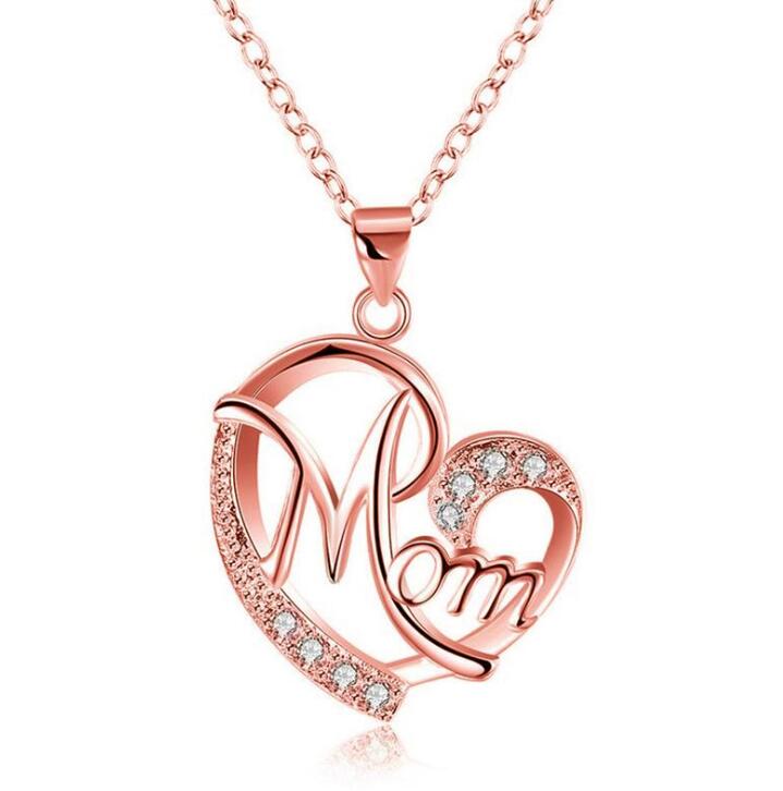 European And American Women''s Necklaces  Mom Color Separation Heart-shaped Diamonds 2021 Wish Explosive Mother'  Day Gifts Across The Border