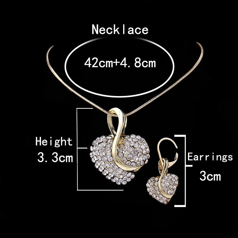 Heart-shaped zircon earrings necklace