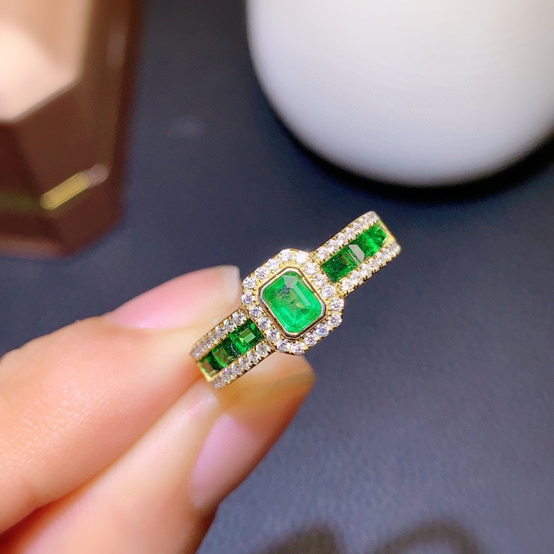 Natural Colombian Emerald Ring Female