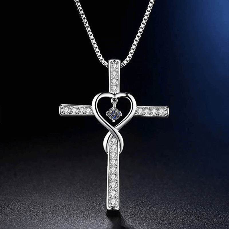 Fashion Cross Religious Belief Inlaid Zircon Pendant