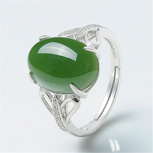 Fashion Green Agate Ring Simple Retro