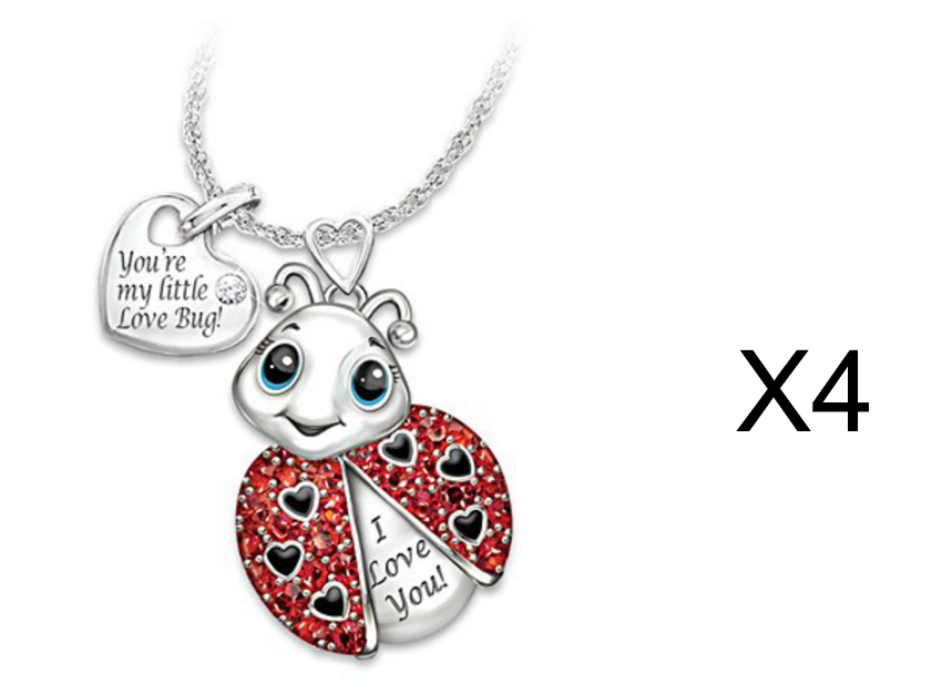 Animal Pendant Necklace Cute Ladybug Heart Shaped Red Rhinestone Letter Fashion Pendant