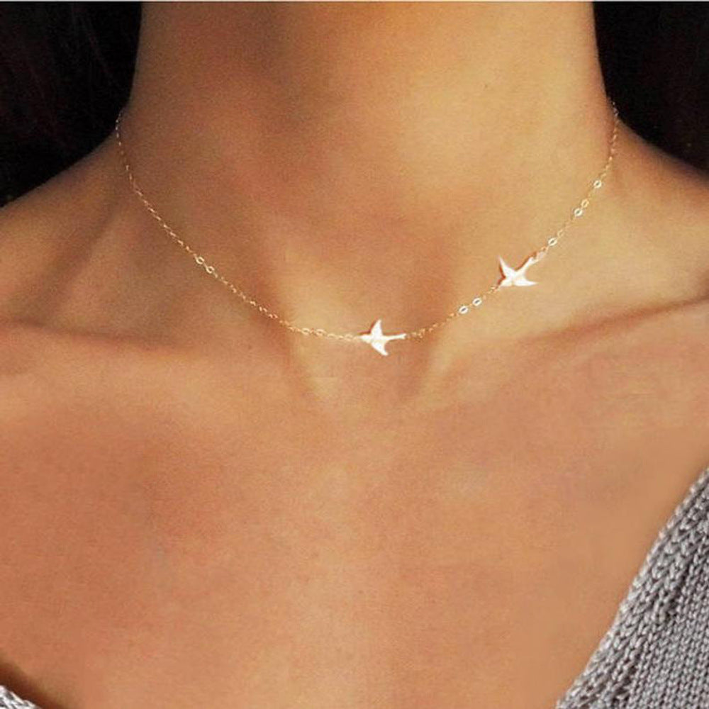 Metal Peace Dove Short Women's Clavicle Necklace