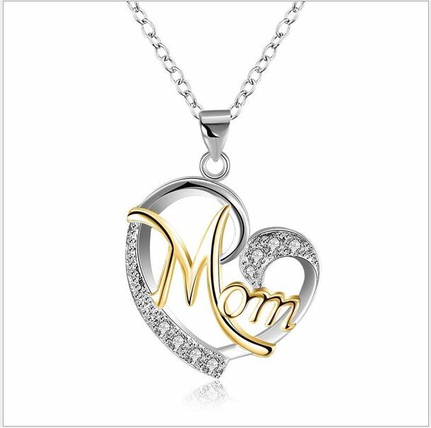 European And American Women''s Necklaces  Mom Color Separation Heart-shaped Diamonds 2021 Wish Explosive Mother'  Day Gifts Across The Border