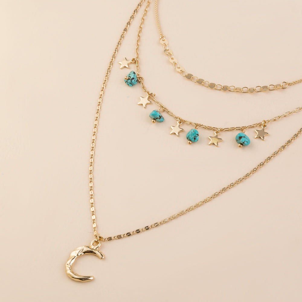 Turquoise Star Multi-layered Necklace