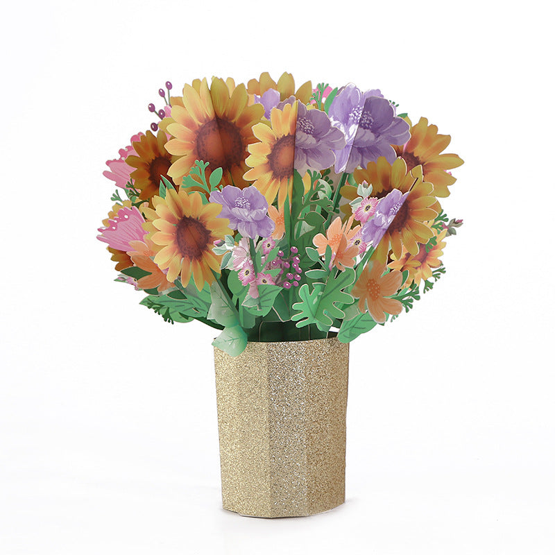 Creative 3D Three-dimensional Greeting Card Paper Holding Flowers