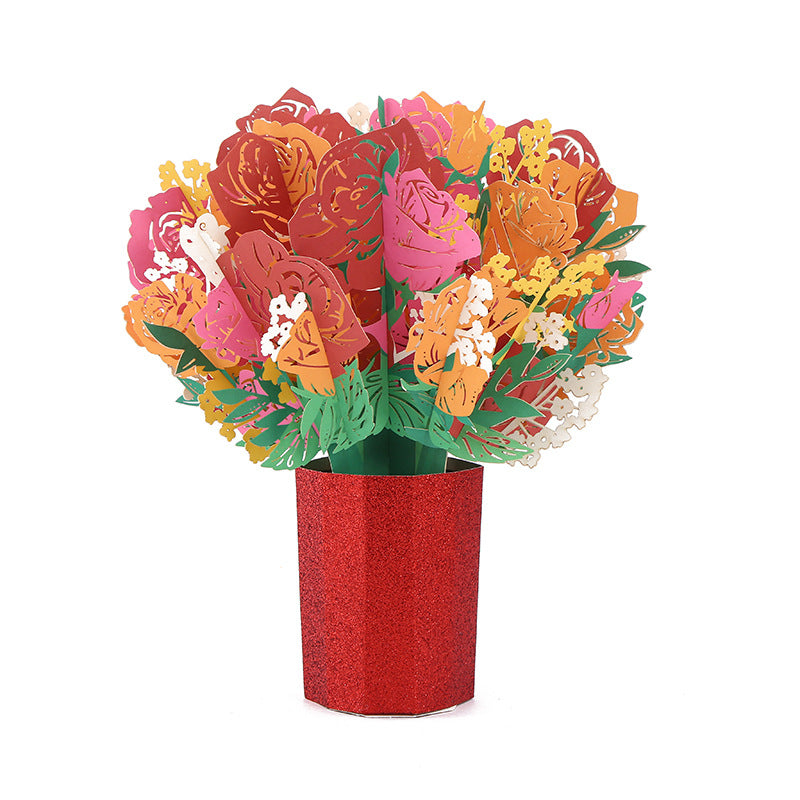 Creative 3D Three-dimensional Greeting Card Paper Holding Flowers