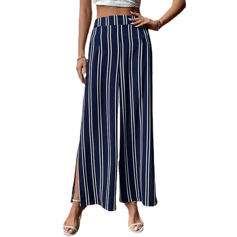 Blue and White Striped Trousers