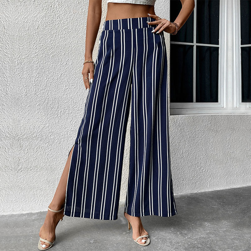 Blue and White Striped Trousers