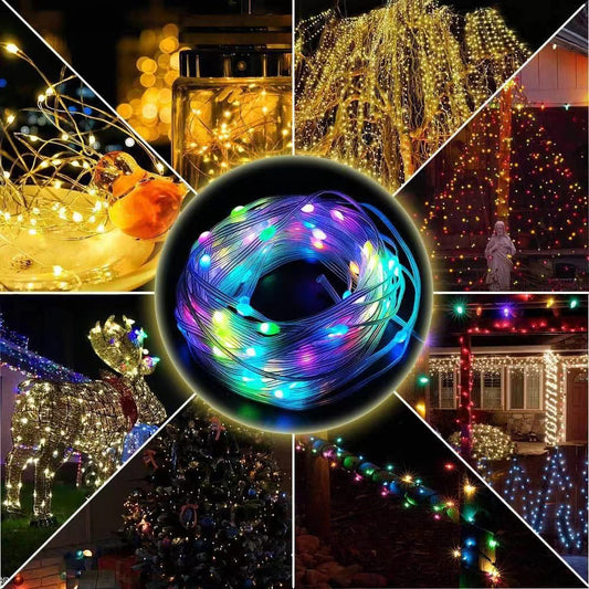 The New Usb Magic Color Leather Line Light String Bluetooth App Smart Point Control Sound Control RGB Christmas Tree Decoration Light String