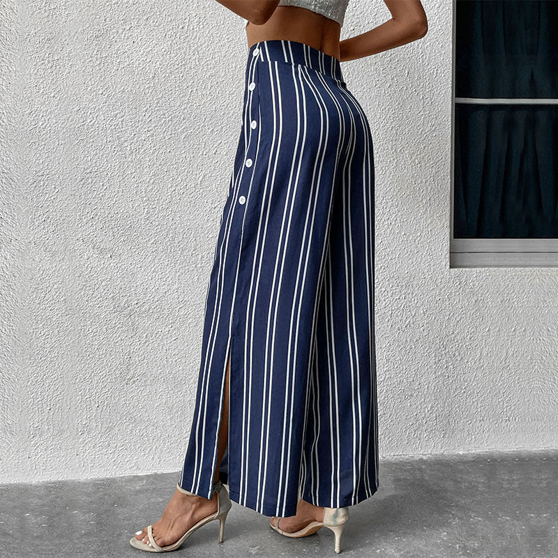 Blue and White Striped Trousers