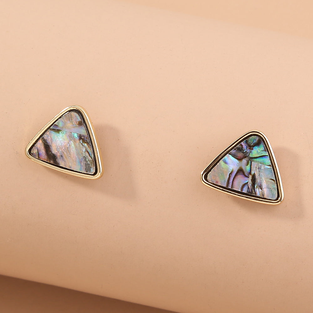 Triangular Natural Color Abalone Shell Stud