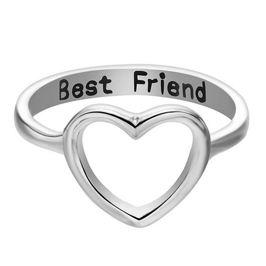 Fashion Letter Lettering Hollow Heart Ring