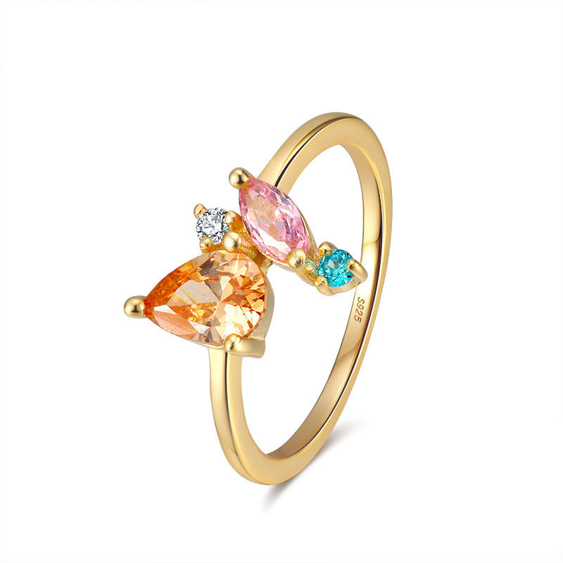 14K Gold Diamond Colored Zircon Ring