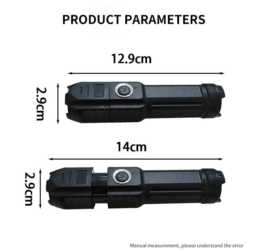 Led Telescopic Zoom Glare Flashlight USB Rechargeable Compact Portable