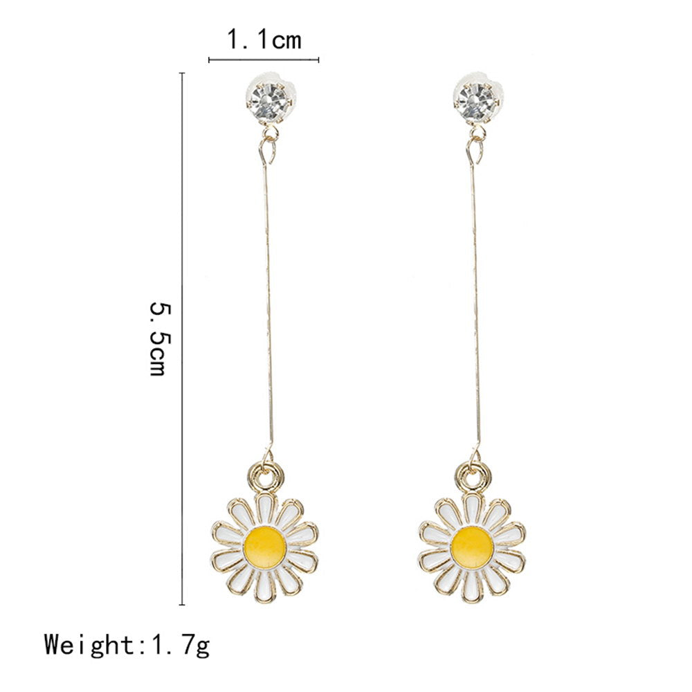 Simple Elegant Flower Ear Line Long Earrings For Women Fashion Jewelry Sweet Drop Pendientes Mujer Moda