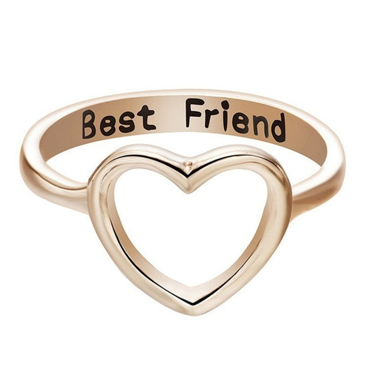 Fashion Letter Lettering Hollow Heart Ring