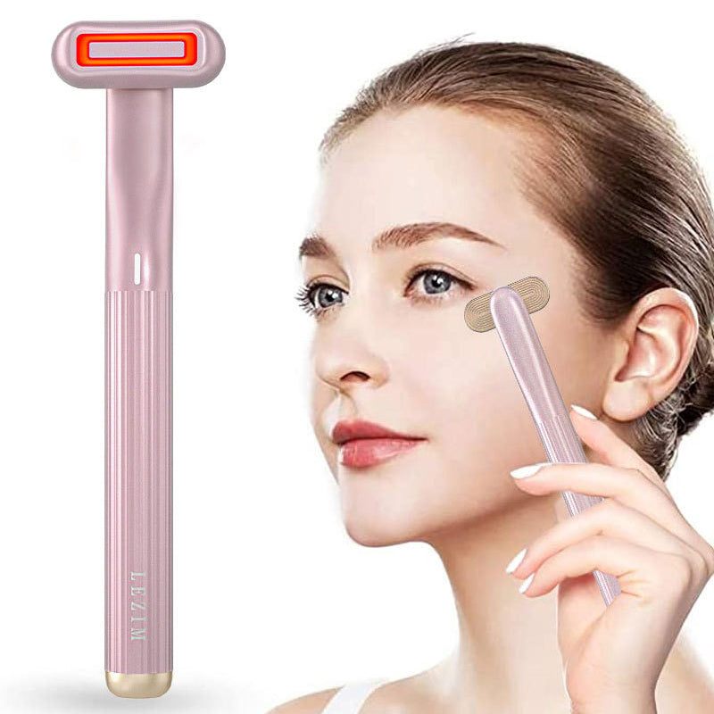 2022 New Upgraded 360 Degrees Rotary Eye Massage Therapeutic Warmth Face Massage Red LED Light 5-in-1 Skincare Tool Wand